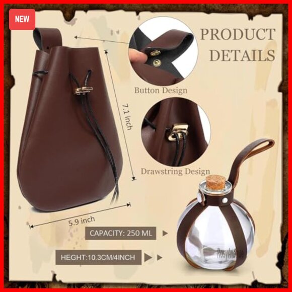 Medieval Renaissance Corset Belt Set with Pouch & Potion Bottles